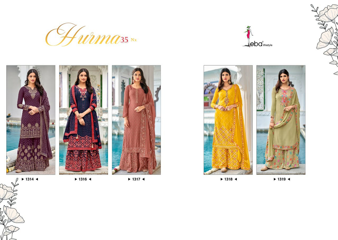 Eba Hurma 35 Nx Festive Wear Georgette Heavy Work Embroidery Salwar Kameez Collection